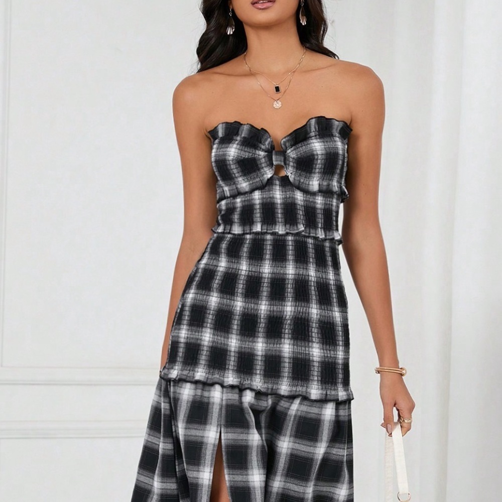 PREPPY FLANNEL TUBE TOP DRESS 👠👠👠